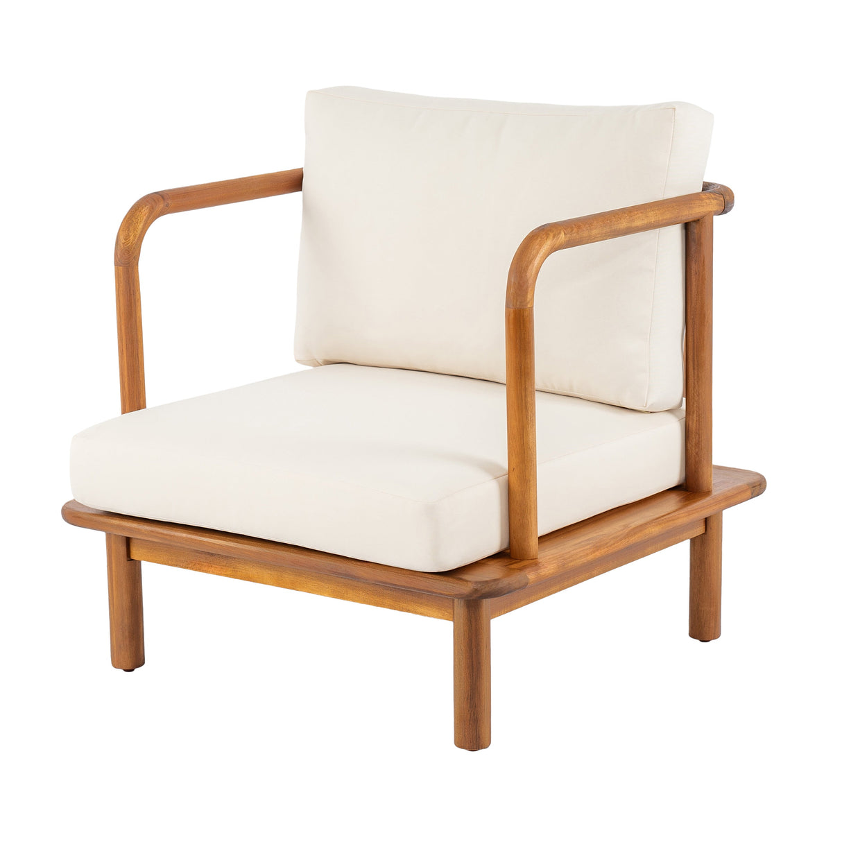Canape 4-Pieces Acacia Conversation Set with Cream Cushion, Teak