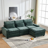 Modern Comfy Chenille L Shaped Sectional Sofa with Movable Ottoman