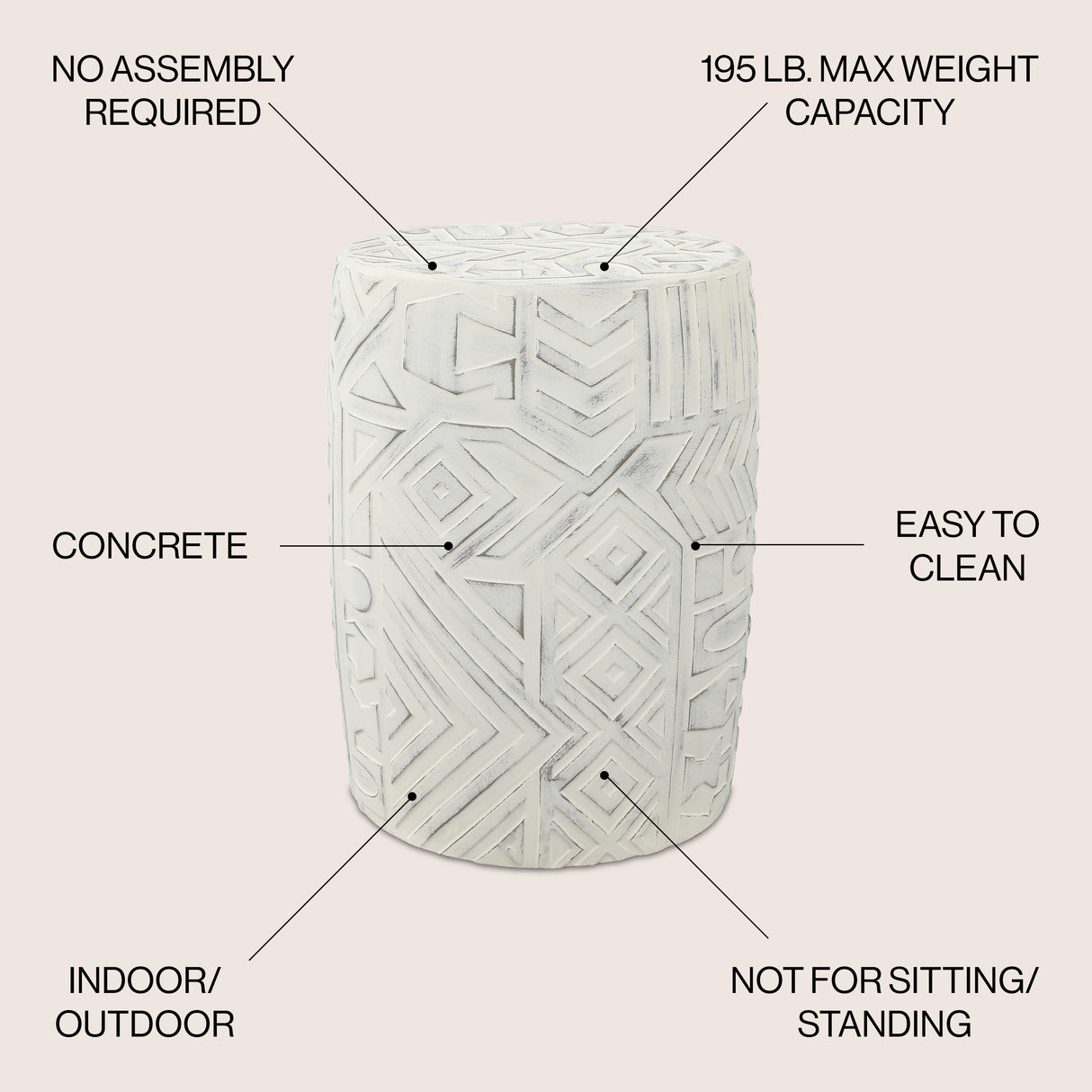 Rafi MidCentury Modern Geometric Drum Garden Stool