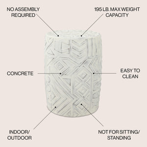 Rafi MidCentury Modern Geometric Drum Garden Stool