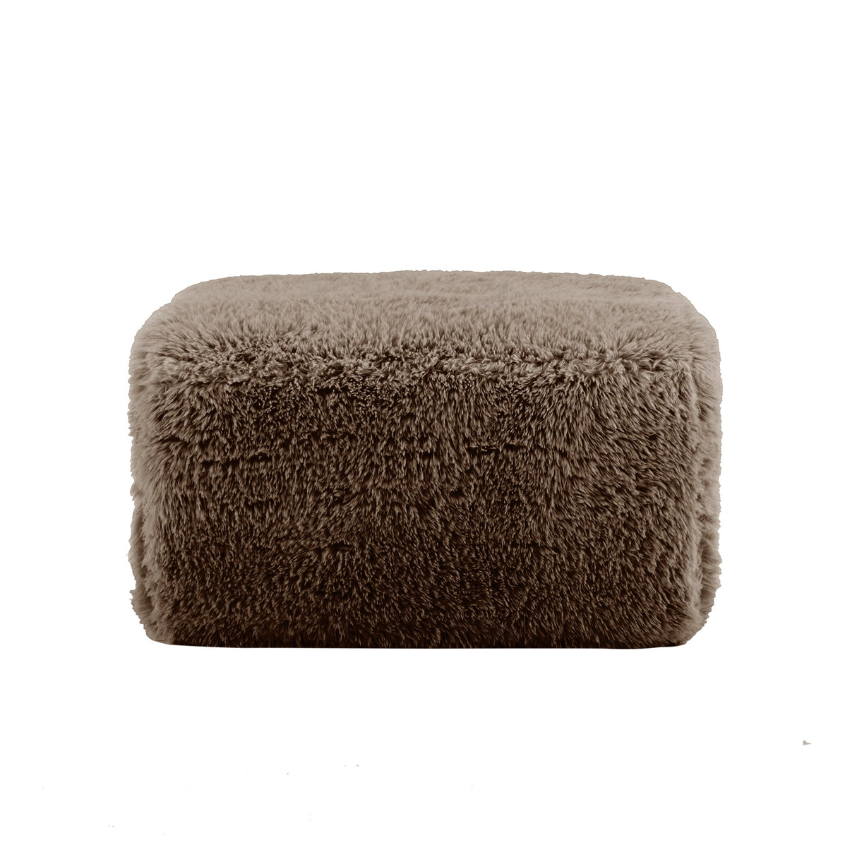Aviana Ottoman in Plush Fabric - Chocolate
