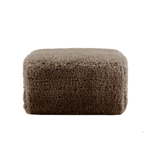 Aviana Ottoman in Plush Fabric - Chocolate