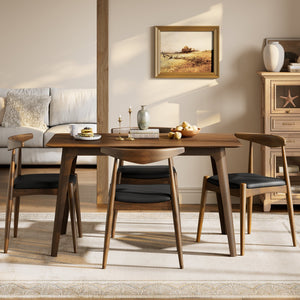 5-Piece Dining Set with Rubberwood Frame and Faux Leather Chairs