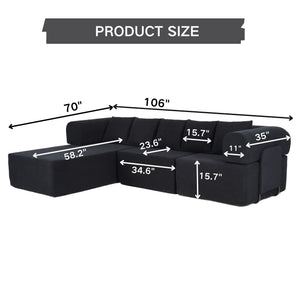 Modular L-Shaped Sectional Sofa With Deep Seat, Movable Chaise & 5 Pillows