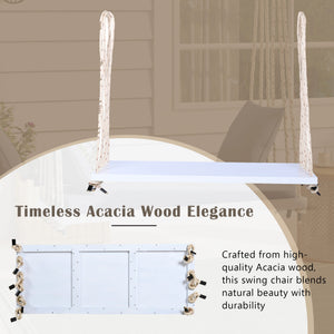 TOPMAX Patio Wooden Swing Chair with Cushion & Pillows