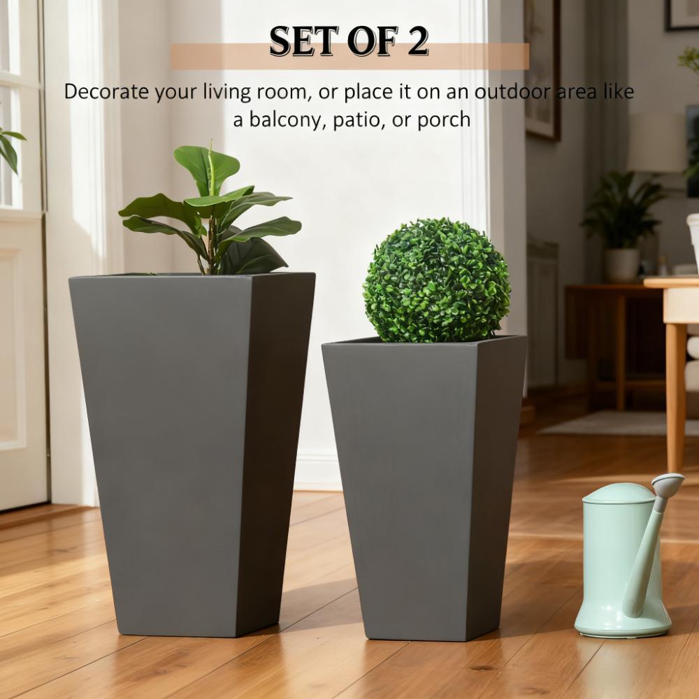 Durable & Stackable Plant Pot, 2-Pack Outdoor Planter Set