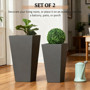 Durable & Stackable Plant Pot, 2-Pack Outdoor Planter Set