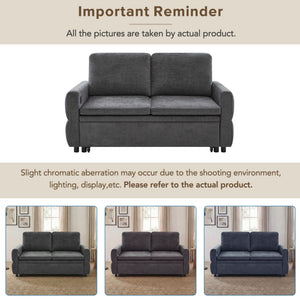 Convertible Sofa Bed Loveseat With Adjustable Backrest And USB Ports