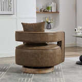Fernleigh Swivel Accent Open Back Barrel Chair With Weathered Base