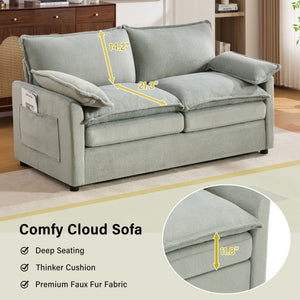 Modern Loveseat Sofa, Upholstered Couch With Side Storage Pockets