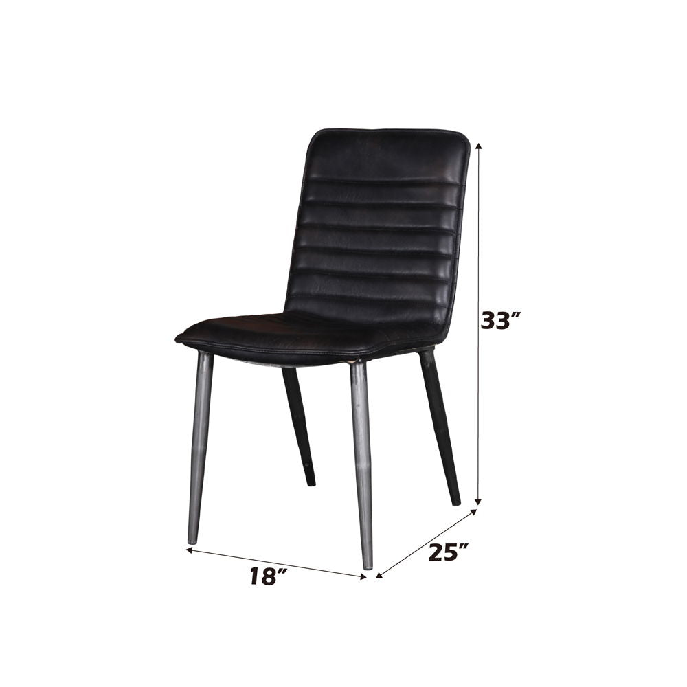 Hosmer - Side Chair (Set of 2) - Black Top Grain Leather & Antique Black