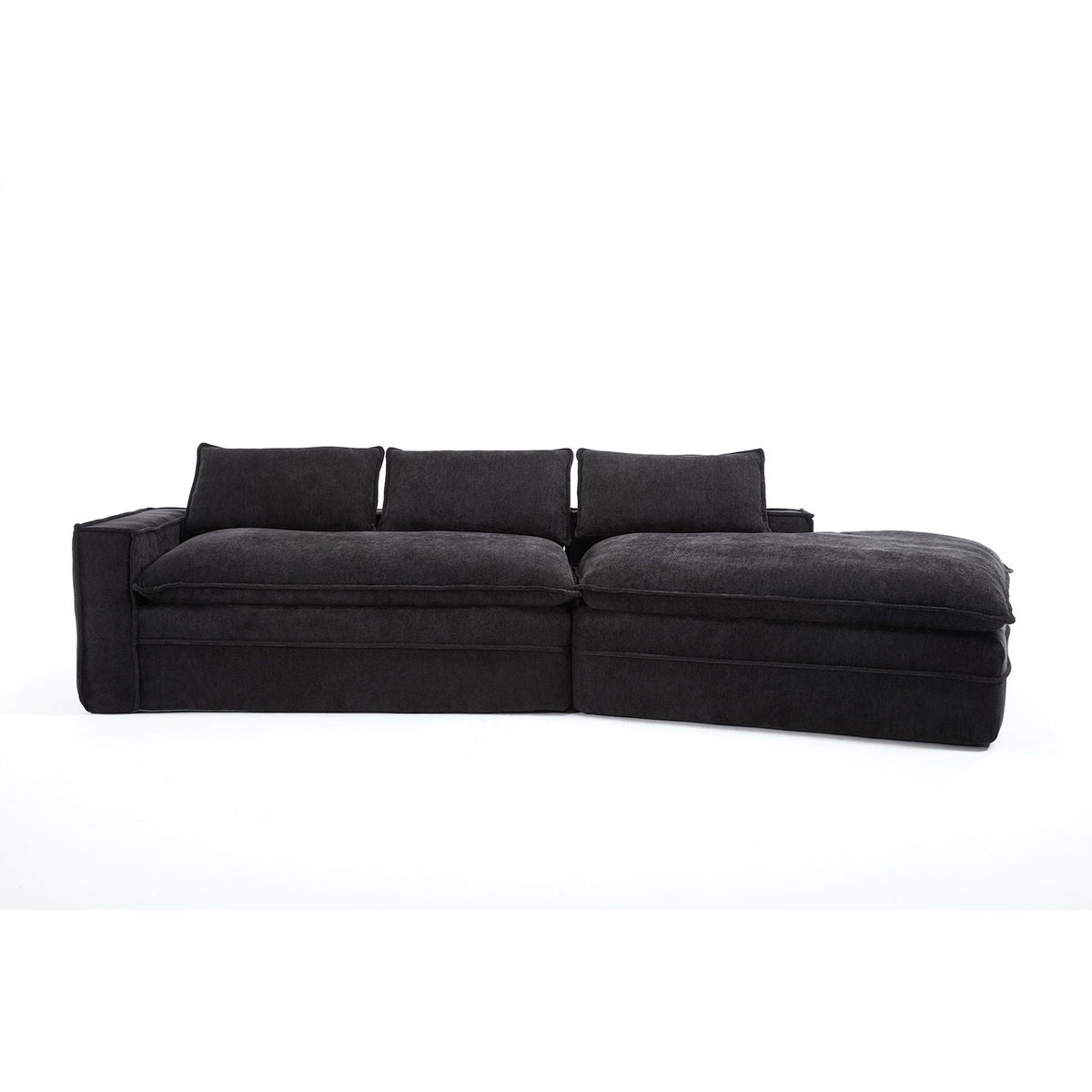 Modern Minimalist Modular Sectional Sofa With Deep Seats And Right Facing Chaise