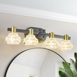 24" Vintage 4-Light Wall Sconce with Clear Crystal Shades