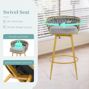 Modern Low Back Upholstered Counter Height Bar Stools (Set of 2)
