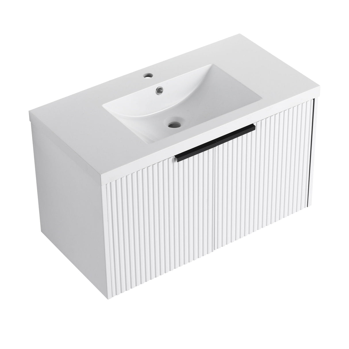Contemporary Wall Mounted Bathroom Vanity With Resin Double Sink