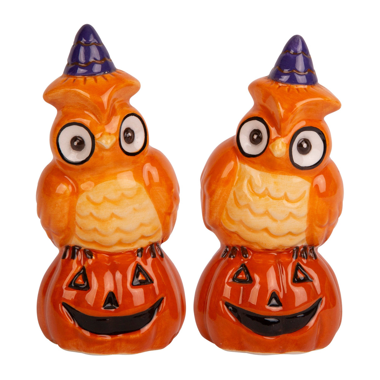3.7"H Owl on Pumpkin Salt & Pepper Set