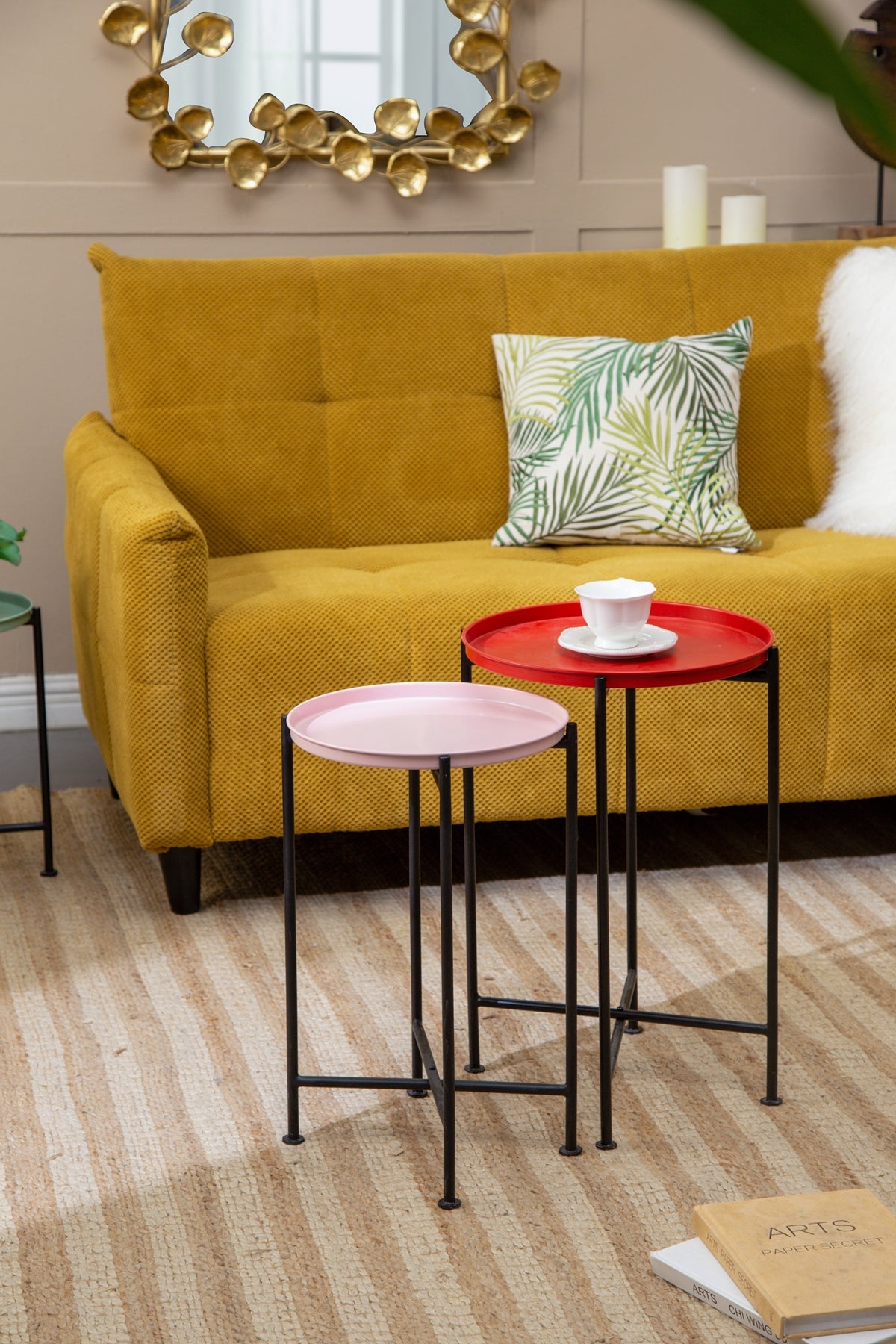 Set of 4 Multicolor Round Nesting Plant Stands