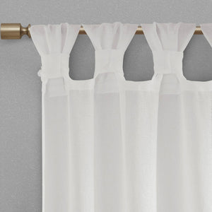 Floral Embellished Cuff Tab Top Solid Curtain Panel