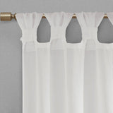 Floral Embellished Cuff Tab Top Solid Curtain Panel (Only 1 Pc Panel)