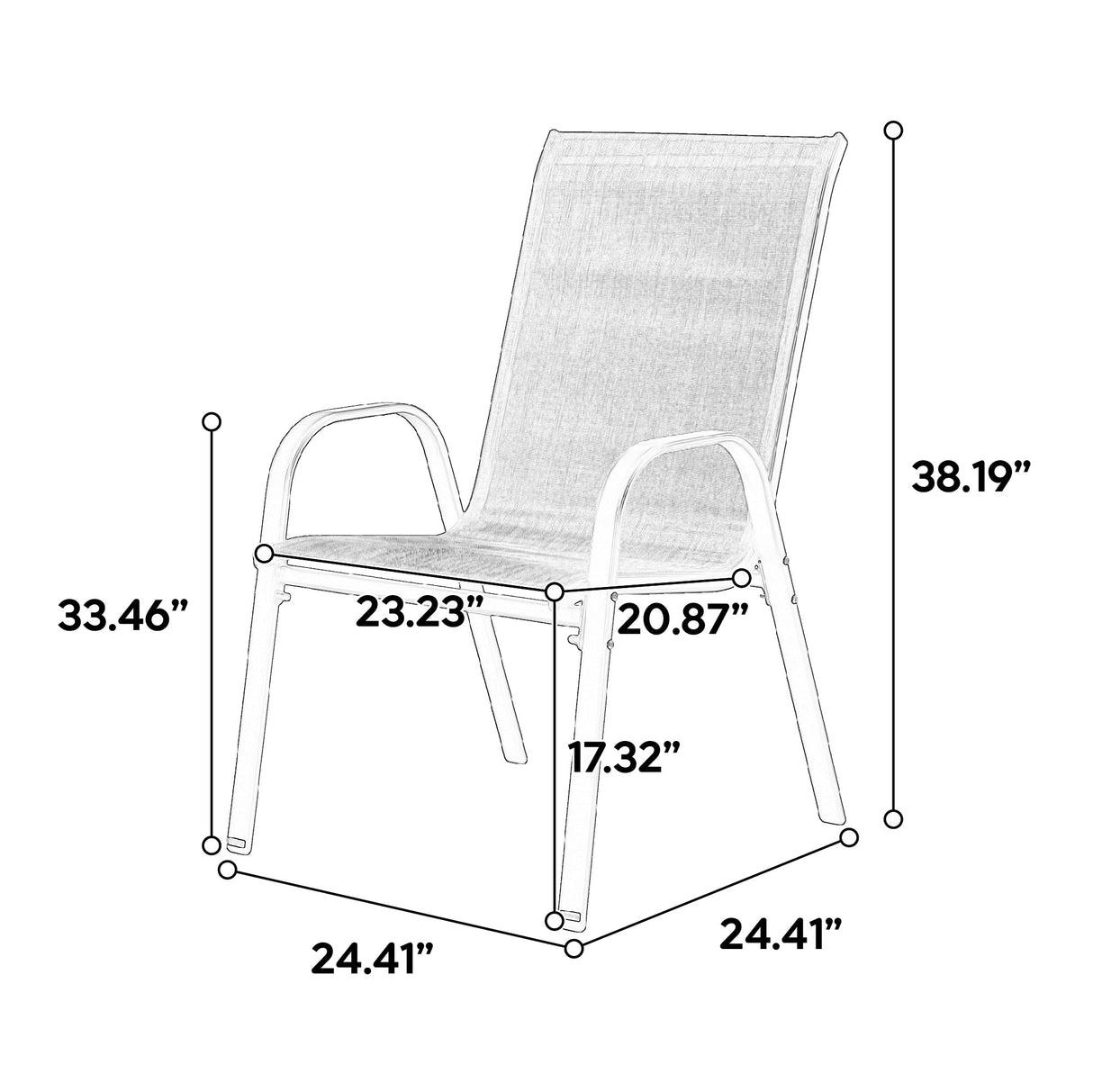6 Piece Patio Chairs With Breathable Textilene Fabric
