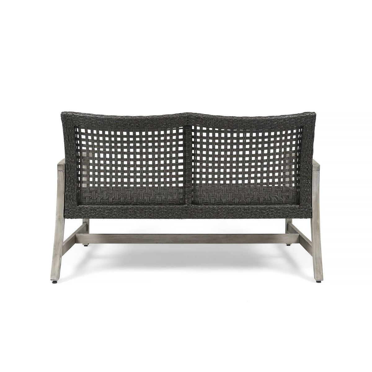 Hampton - Outdoor Wood And Wicker Loveseat - Gray