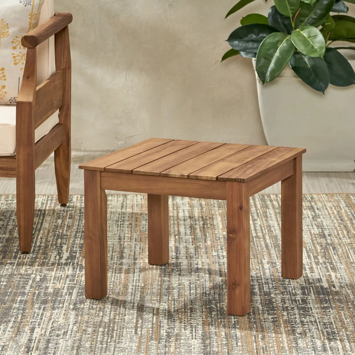 Halcyon Outdoor Side Table With Slat Design