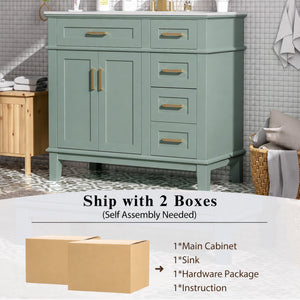 36" Light Green Bathroom Vanity