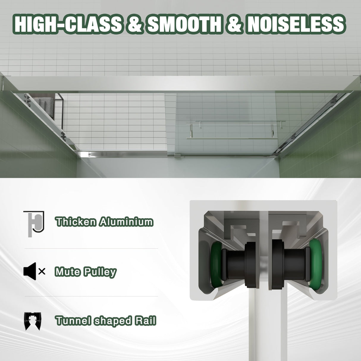 Aluminum Frame Double Sliding Shower Door (56-60"x70")