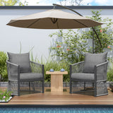 [Set of 2] Modern Gray Curved Aluminum Lounge Chair with Stylish Rope-Weave Design and Cushioned Comfort, Perfect for Outdoor Living