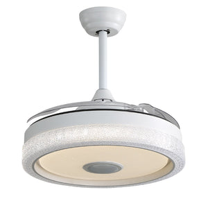 Invisible Ceiling Fan With Remote Control And 36W LED Light, 120V DC Motor, 3 Blades - White