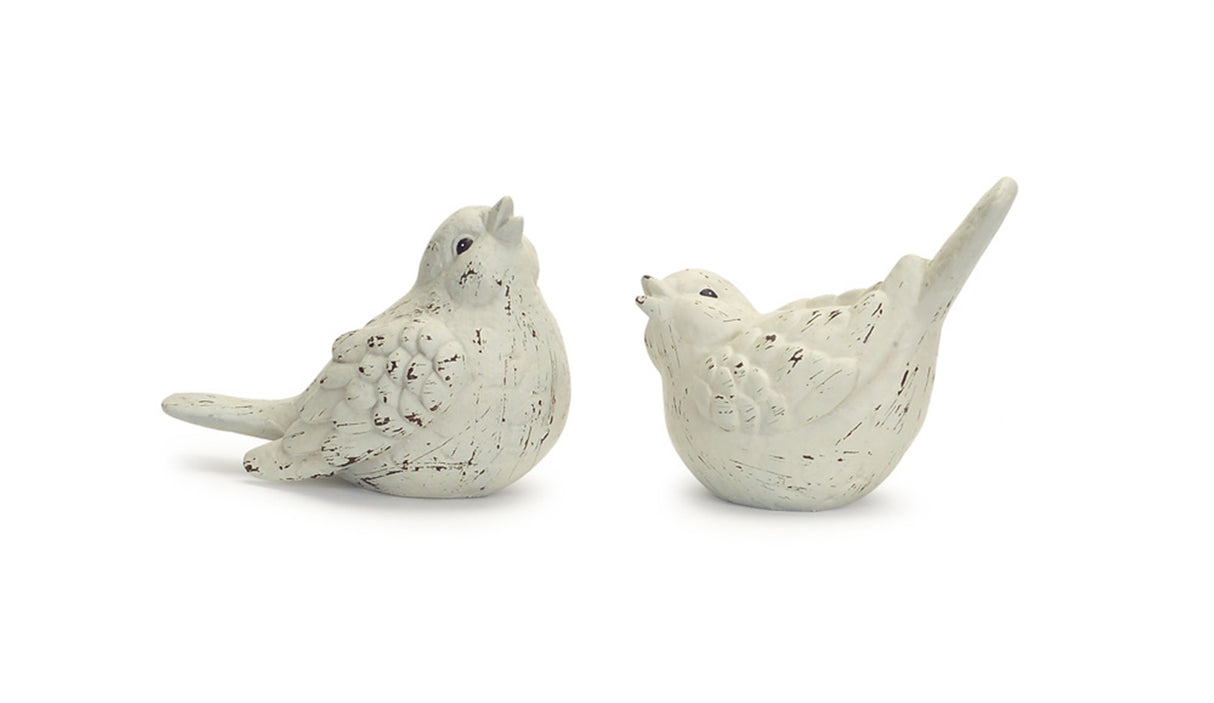Ivory terra cotta bird figurine (set of 4)