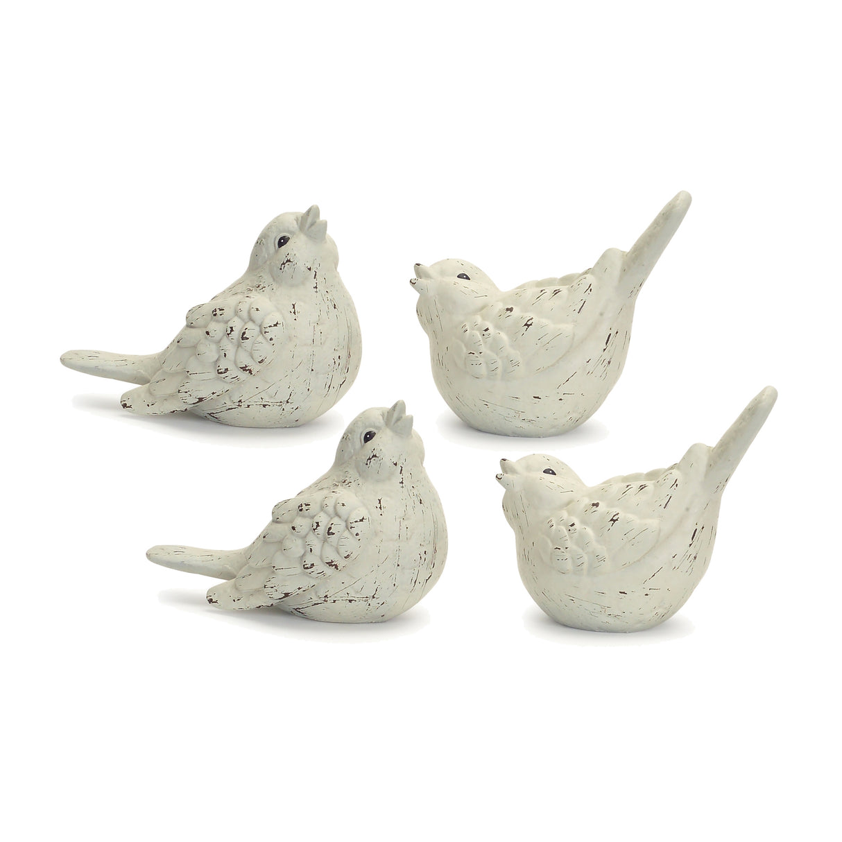Ivory terra cotta bird figurine (set of 4)