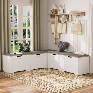 3-Piece L-Shaped Multi-Functional Storage Bench with Cushion