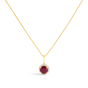 10K White Gold Purple Amethyst and 1/10 Cttw Diamond Accent Halo Pendant Necklace