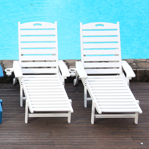 HDPE Chaise Lounge Chair Outdoor, Pool Lounge Chairs with 4-Position Adjustable Backrest, Supports Up to 360 LBS for Patio Poolside Deck Beach Backyard (white)