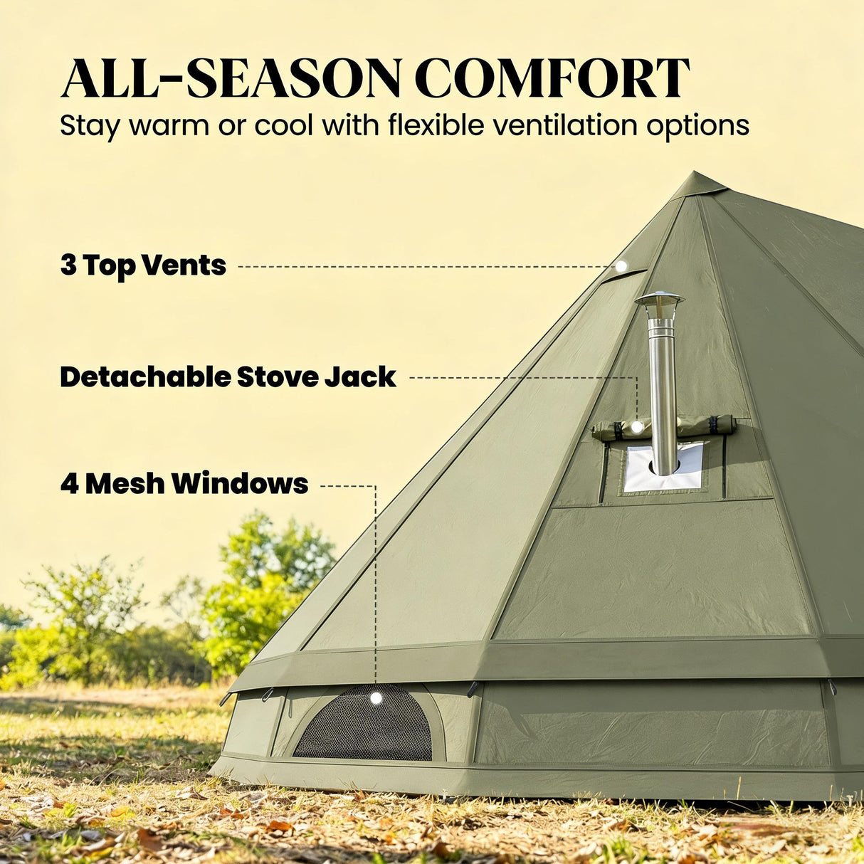 Outdoor Waterproof Teepee Camping Tent