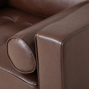 Sophisticated Club Chair with Relaxing Comfort in Dark Brown Faux Leather and Birch Wood