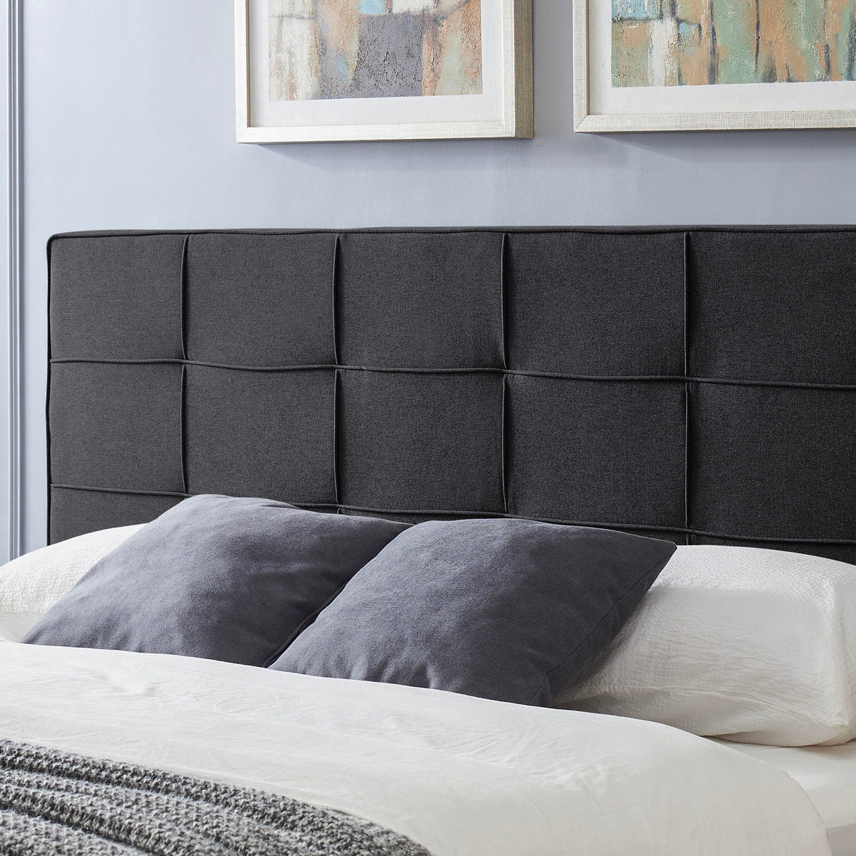 Marakesh Contemporary Fabric Upholstered King / California King Headboard - Black