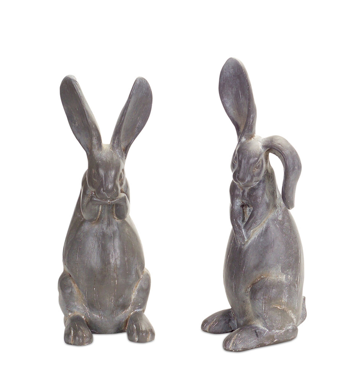Long-ear-stone-rabbit-garden-statue-(set-of-2)-Sculptures-&-Statues