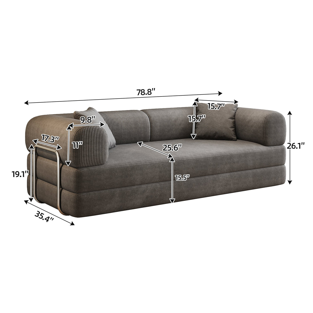 78.8" Compression Sofa Bed with Pillow Back Support