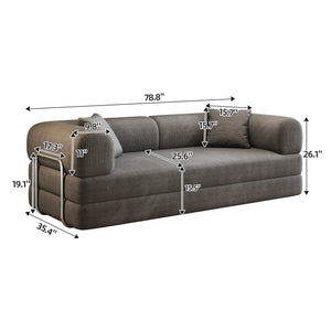 78.8" Compression Sofa Bed with Pillow Back Support