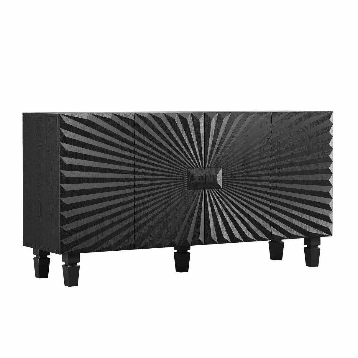 59'' Modern Buffet Sideboard with 4 Sunburst Doors