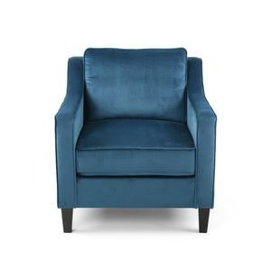 Blue Velvet Upholstered Club Chair