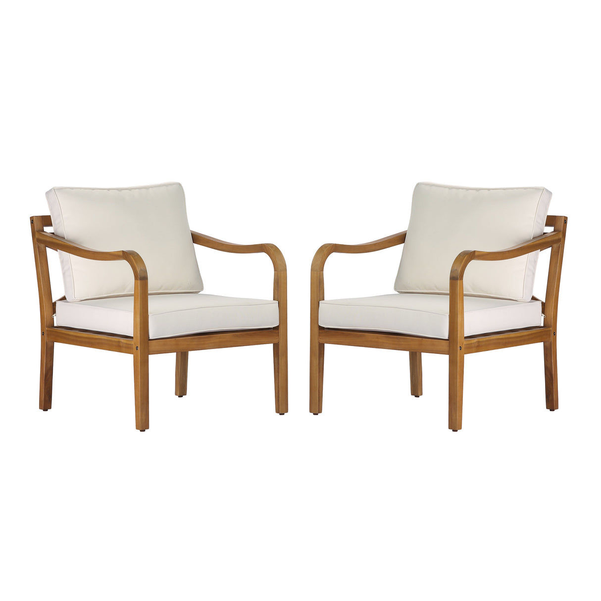 Acacia Wood Patio Furniture Club Chair Set of 2