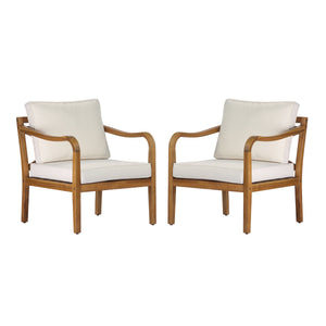 Acacia Wood Patio Furniture Club Chair Set of 2