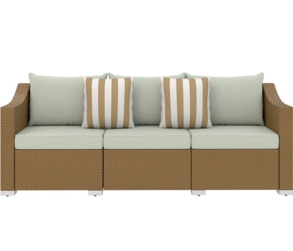 Rattan Wicker Seater Patio Couch with Cushions and Throw Pillows