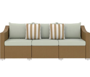 Rattan Wicker Outdoor Sofa with Cushions and Throw Pillows