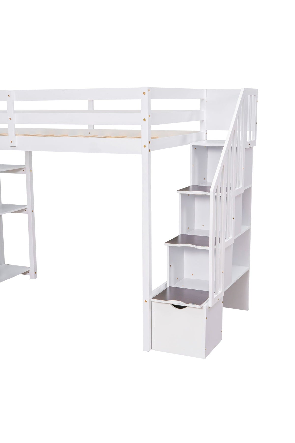 Loft Bed With Storage Drawers And Stairs With Shelves