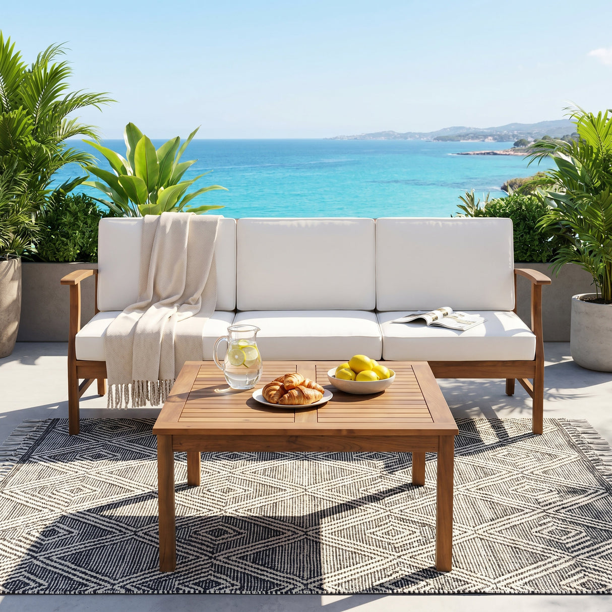 Perla 3 Seater Sofa and Table Set