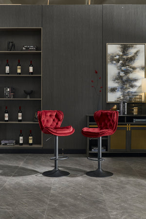 Set of 2 Bar Stools with Powder Footrest and Base